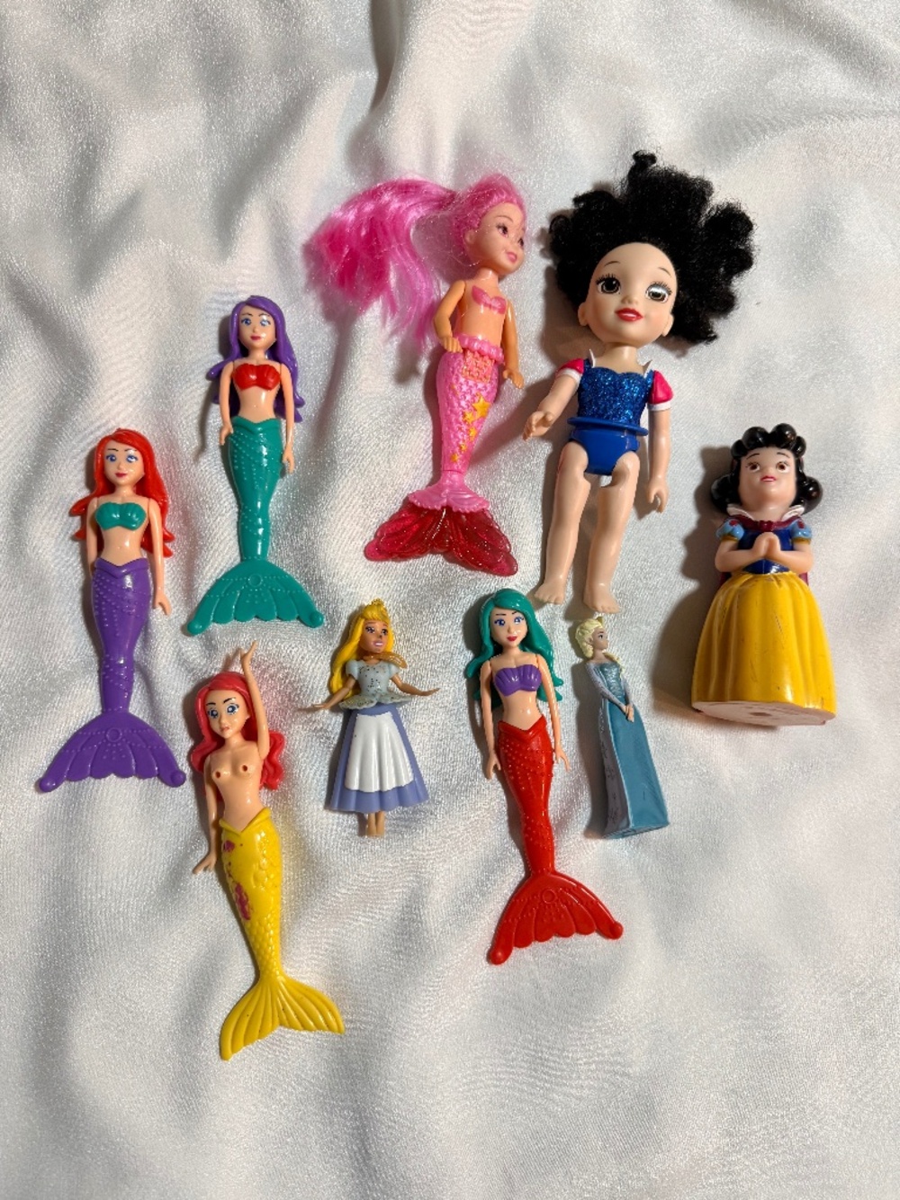Disney Princess & Mermaid Doll Lot of 9 Snow White Elsa Mixed Figures